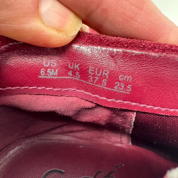 Carlos Womens Burgundy Sued Leather Bow Accent  Zip Stiletto Booties Size 6.5 - Picture 5 of 8